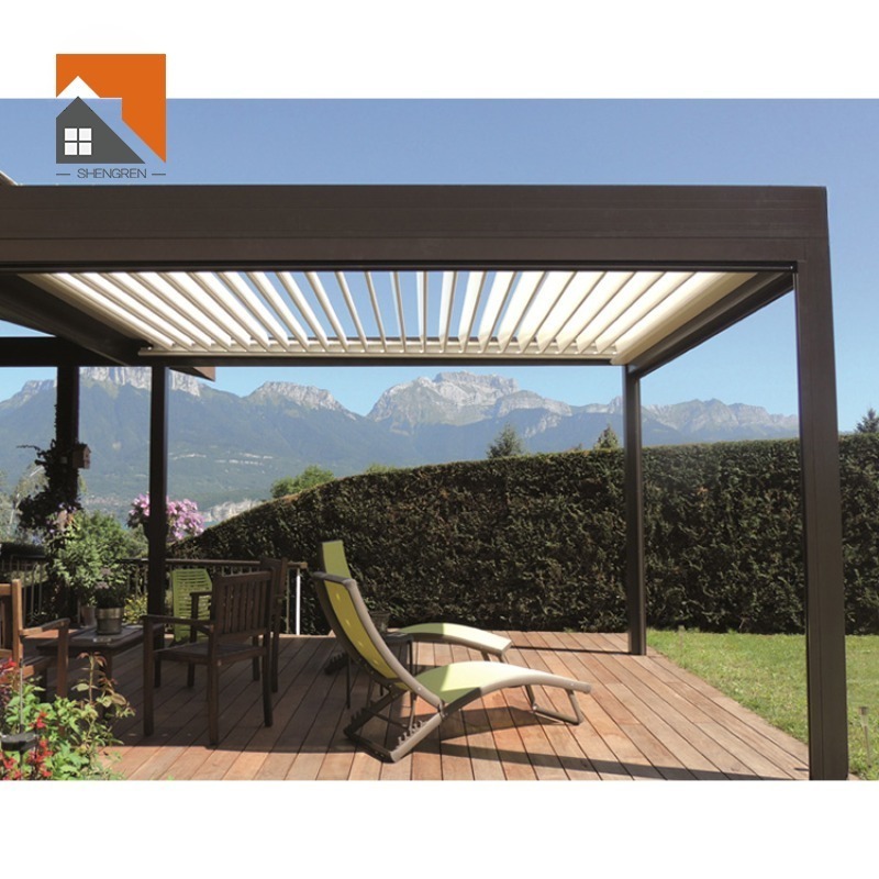 Motorized Arches Aluminum Pergola Outdoor Louver Sun Awnings Electric Waterproof Louver Roof Balcony Gazebo