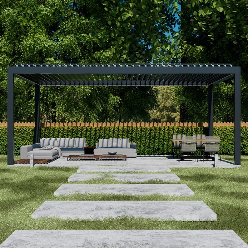 Aluminium Louvre Pergola 3x4 4x6 6x6m Garden Waterproof Bioclimatic Sunshade Louvered Roof Modern Outdoor Pergola