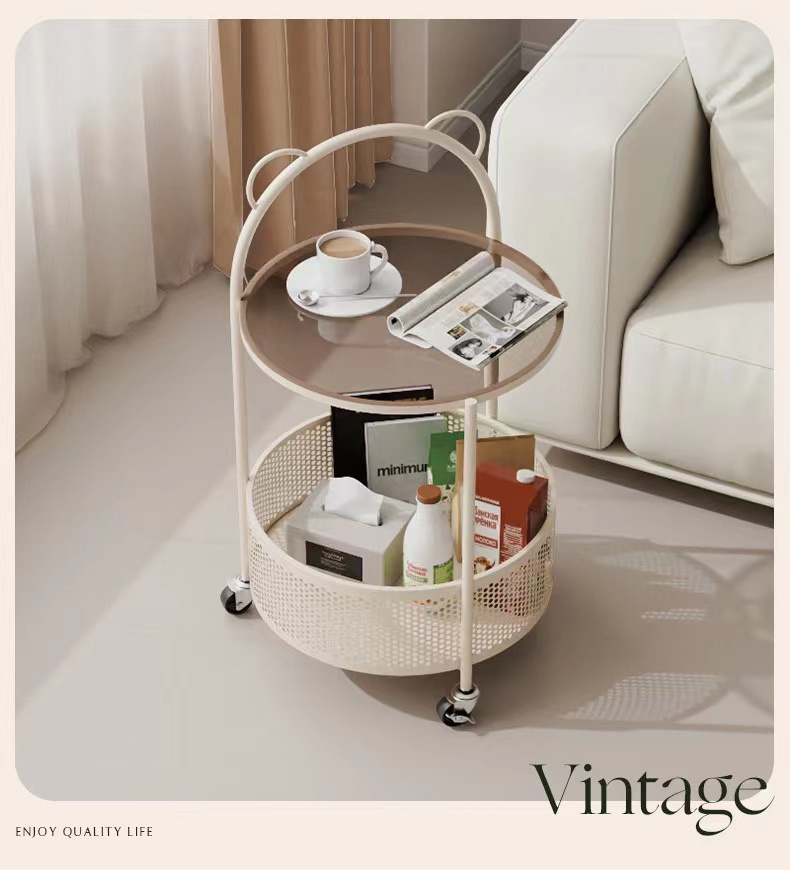 Luxury sofa edge table internet celebrity, movable small cart corner table, mini creative coffee table living room storage rack