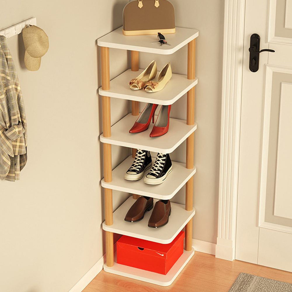 Fashion Shoe Stand Tall Shoe Rack Stackable and Narrow Vertical Shoe Rack for Small Spaces Like Corner Bedroom and Entraway