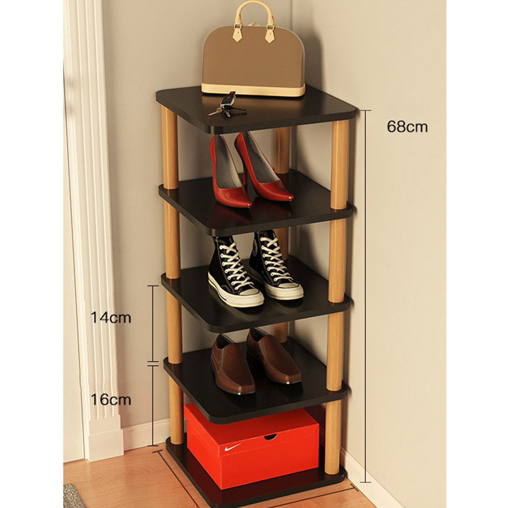 Wooden Boutique Shoe Display Shoe Storage Cabinet Black Stackable Shoe Organizer Box