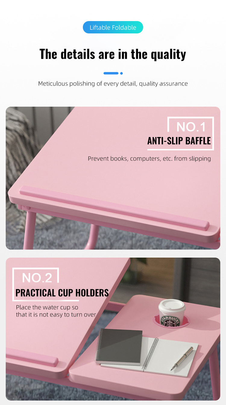 Factory Direct Breakfast Table Portable Folding Laptop Table Folding Computer Desk On The Bed