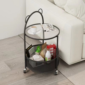 Luxury sofa edge table internet celebrity, movable small cart corner table, mini creative coffee table living room storage rack