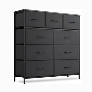 Black fabric storage drawer wardrobe table 4th floor bedroom bedside Fabric Dresser Organizer Unit Storage Dresser