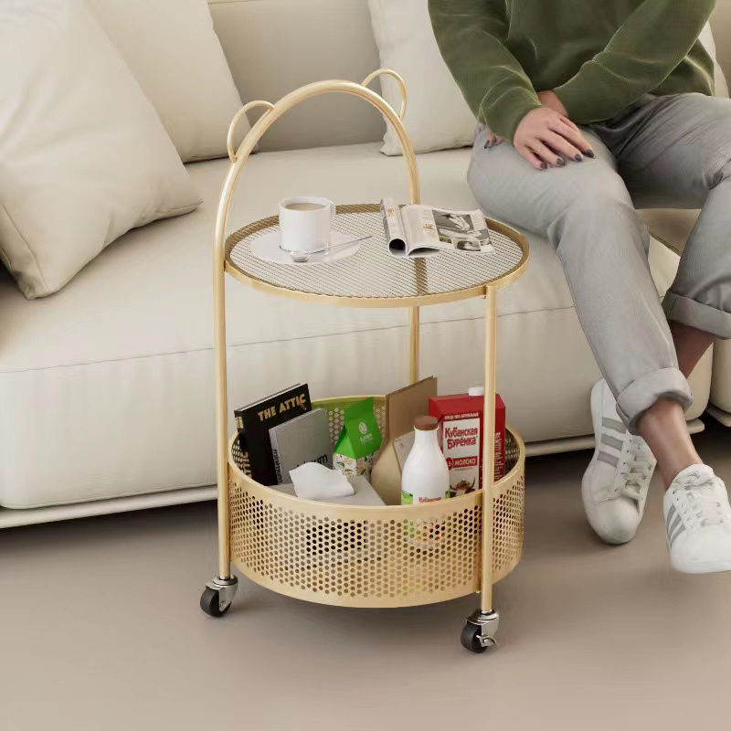 Luxury sofa edge table internet celebrity, movable small cart corner table, mini creative coffee table living room storage rack