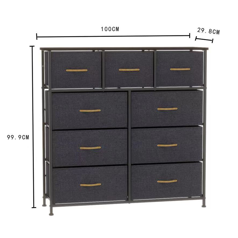 OEM ODM fabric storage tower 9 drawers dresser chest bedroom furniture