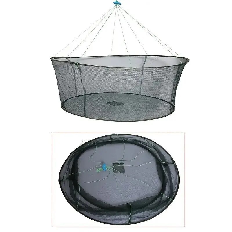 80CM Loose Mouth Folding Drop Fishing Net Shrimp Catcher Tank Casting Network Fish Eels Trap Cage Prawn Bait Crab Netting