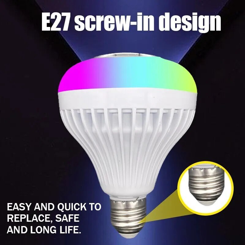 LED Music Light Bulb with Built-in Bluetooth Speaker, Wireless Smart Light Bulb with Remote Control, RGB Color Changing Speaker