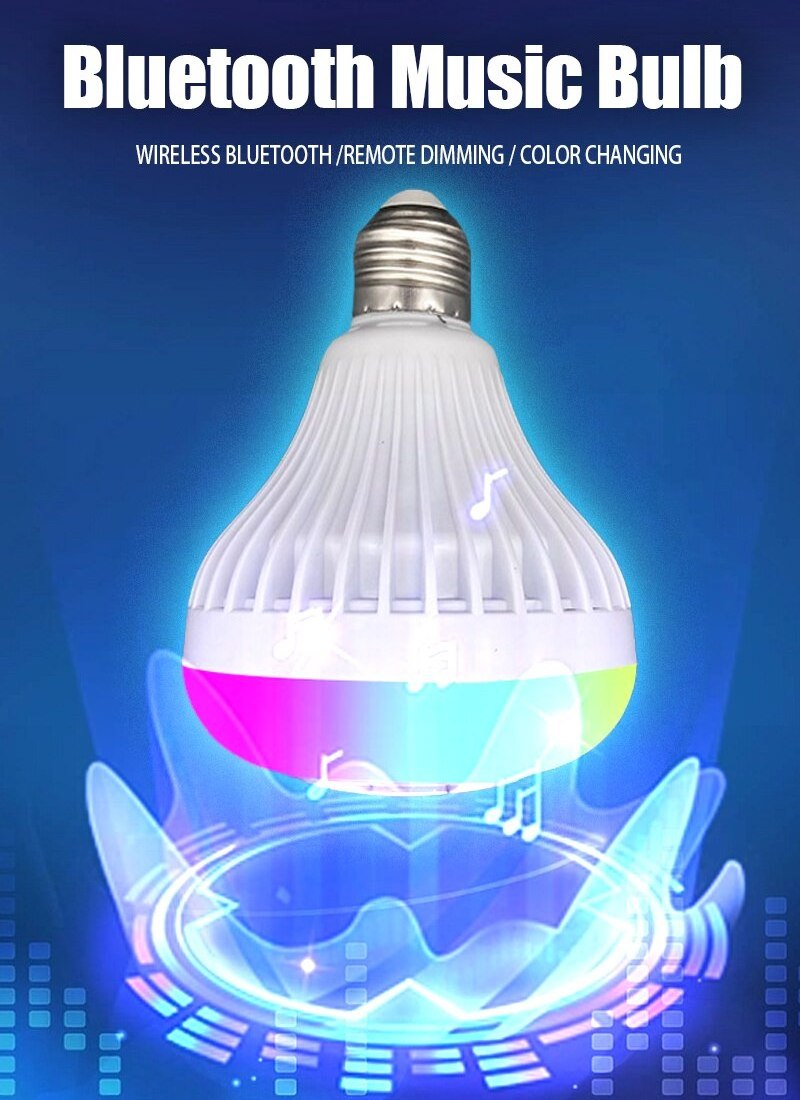 LED Music Light Bulb with Built-in Bluetooth Speaker, Wireless Smart Light Bulb with Remote Control, RGB Color Changing Speaker