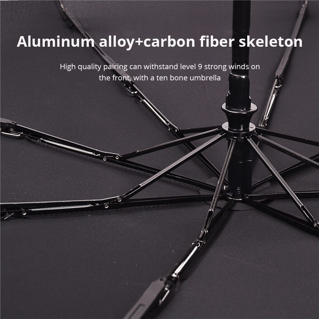 1PC Ten Bone Automatic Black Glue Folding Rain Umbrella Reinforcement And Thickening For Sun And Rain Protection Umbrella