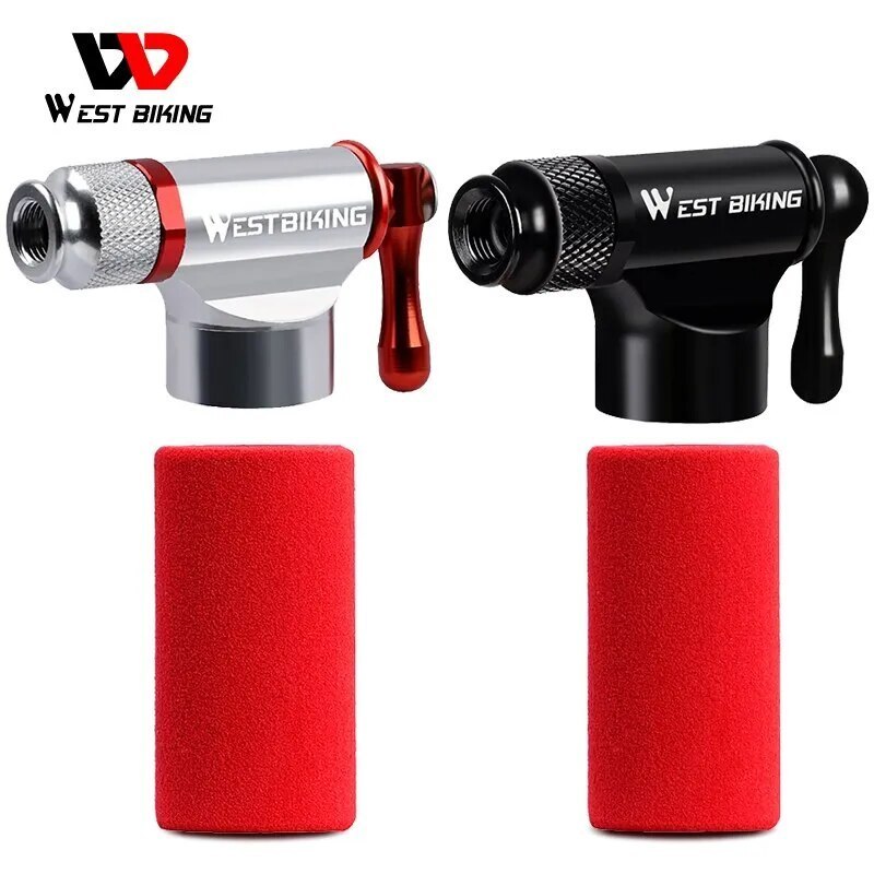 WEST BIKING Mini Bicycle CO2 Pump Portable Tire Inflator For Schrader Presta Adapter MTB Road Bike Aluminum Alloy Automatic Pump