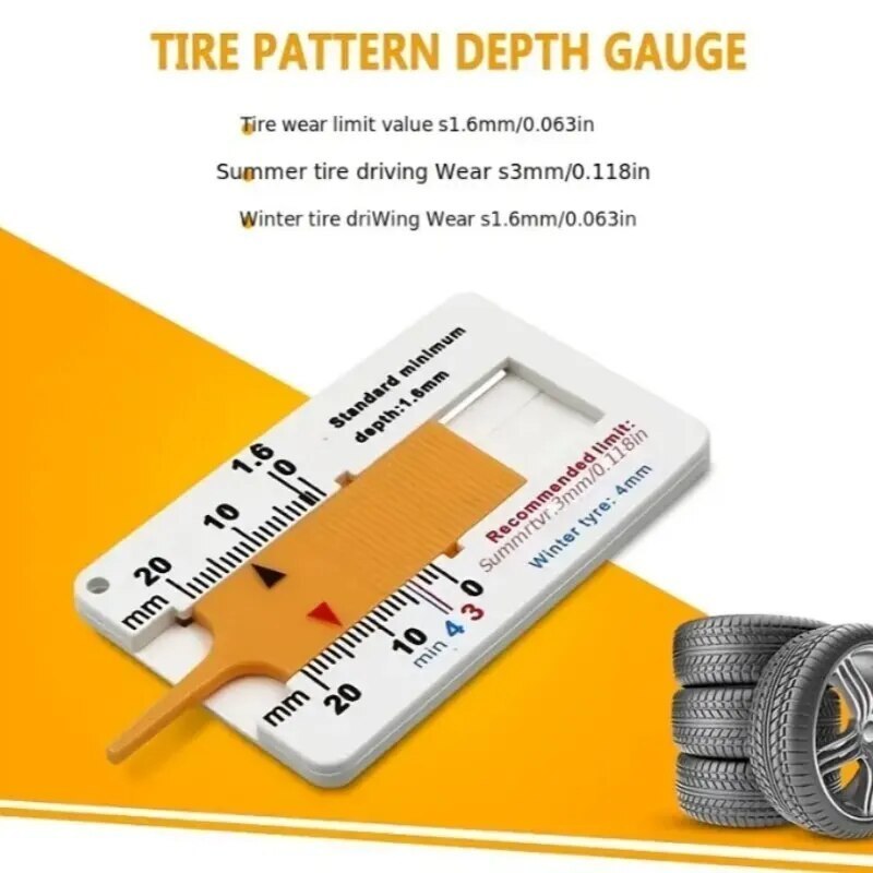 1pc Tyre Tread Depth Gauge 0-20 Mm Tire Ruler Portable Tyre Tread Checker Vernier Depth Caliper Tool For Car Motorcycle Truck