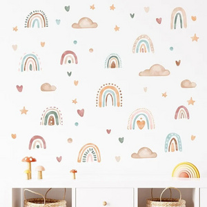 1PC Boho Colo Rainbow Cloud Star Wall Stickers for Waterproof Removable PVC Kids Room Kindergarten Home Decoration