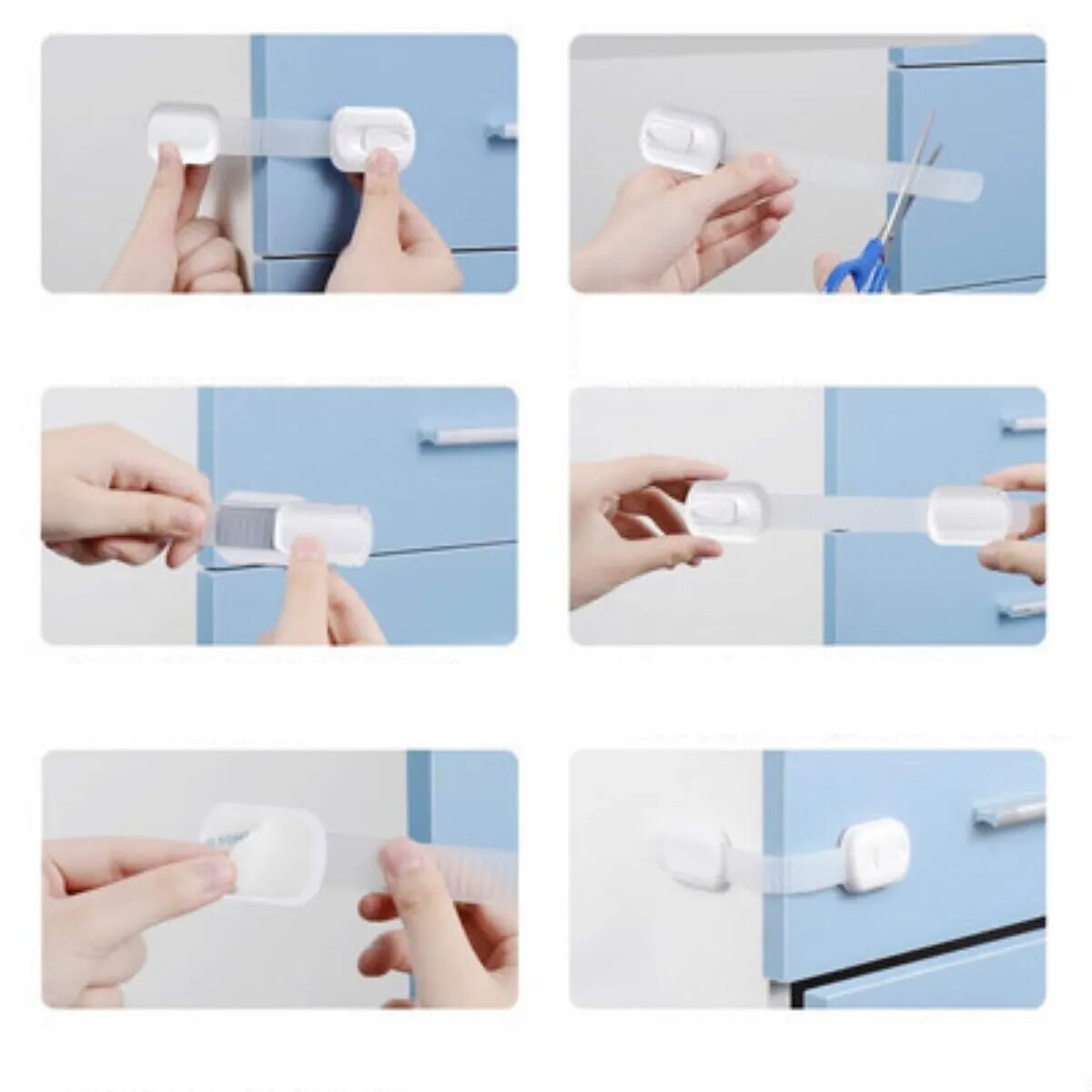 6-piece Safety Lock Multifunctional Children's Drawer Kitchen Cabinet Door Room Safety Lock Anti Pinch Hand Buckle Easy Install