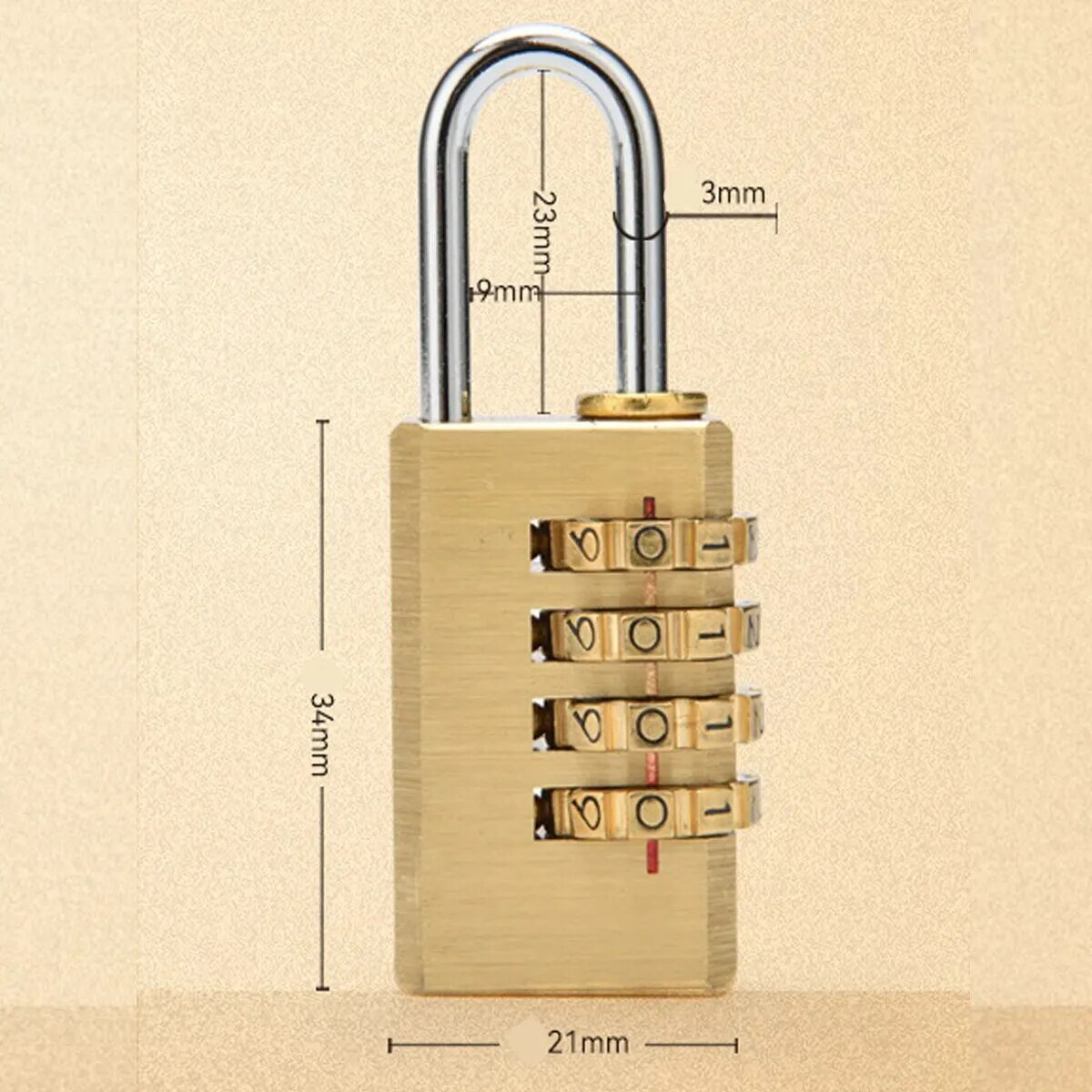 Brass Mini 3bit/4bit Digits Number Password Code Lock Combination Pad Lock Resettable For Travelling Luggage Easy to Carry