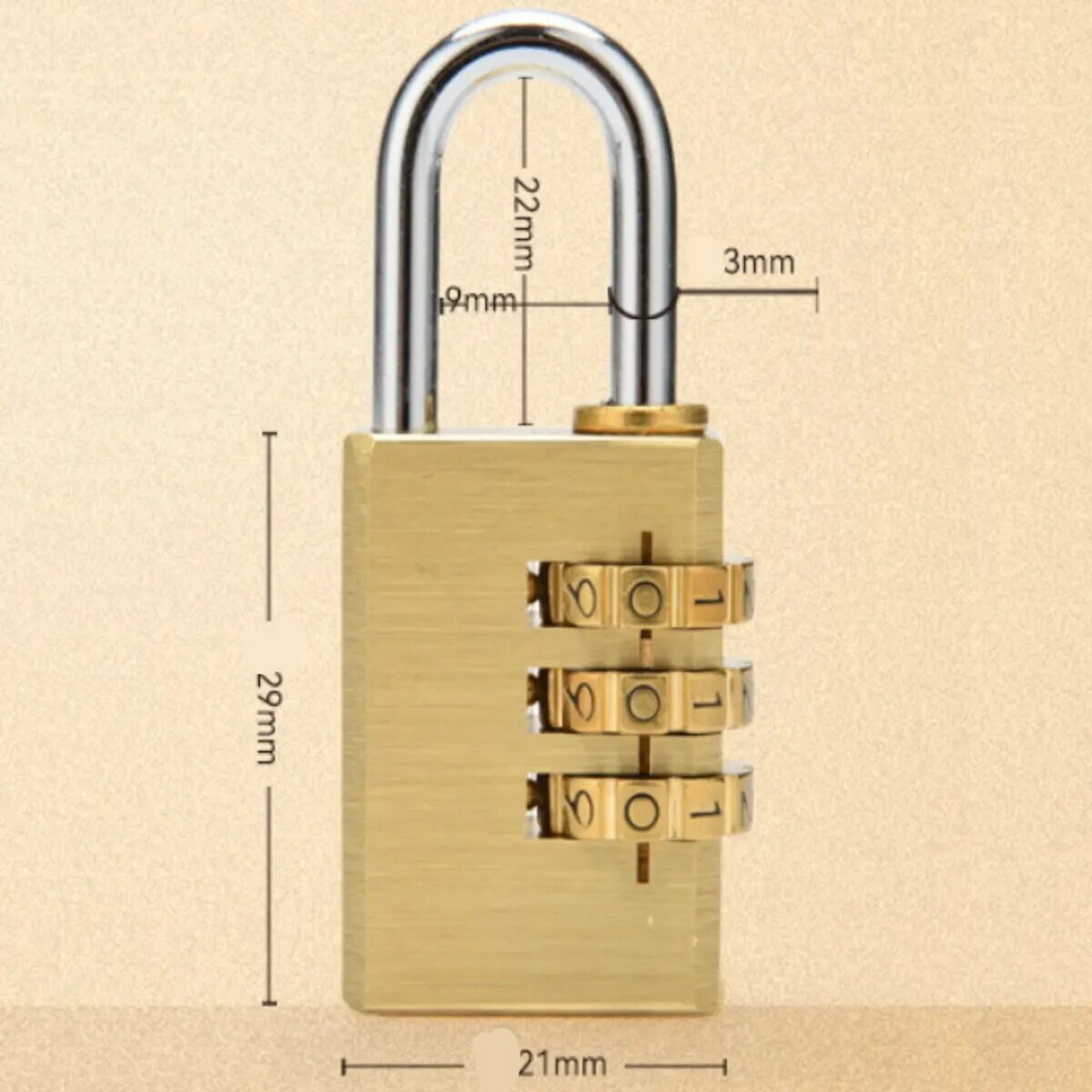 Brass Mini 3bit/4bit Digits Number Password Code Lock Combination Pad Lock Resettable For Travelling Luggage Easy to Carry