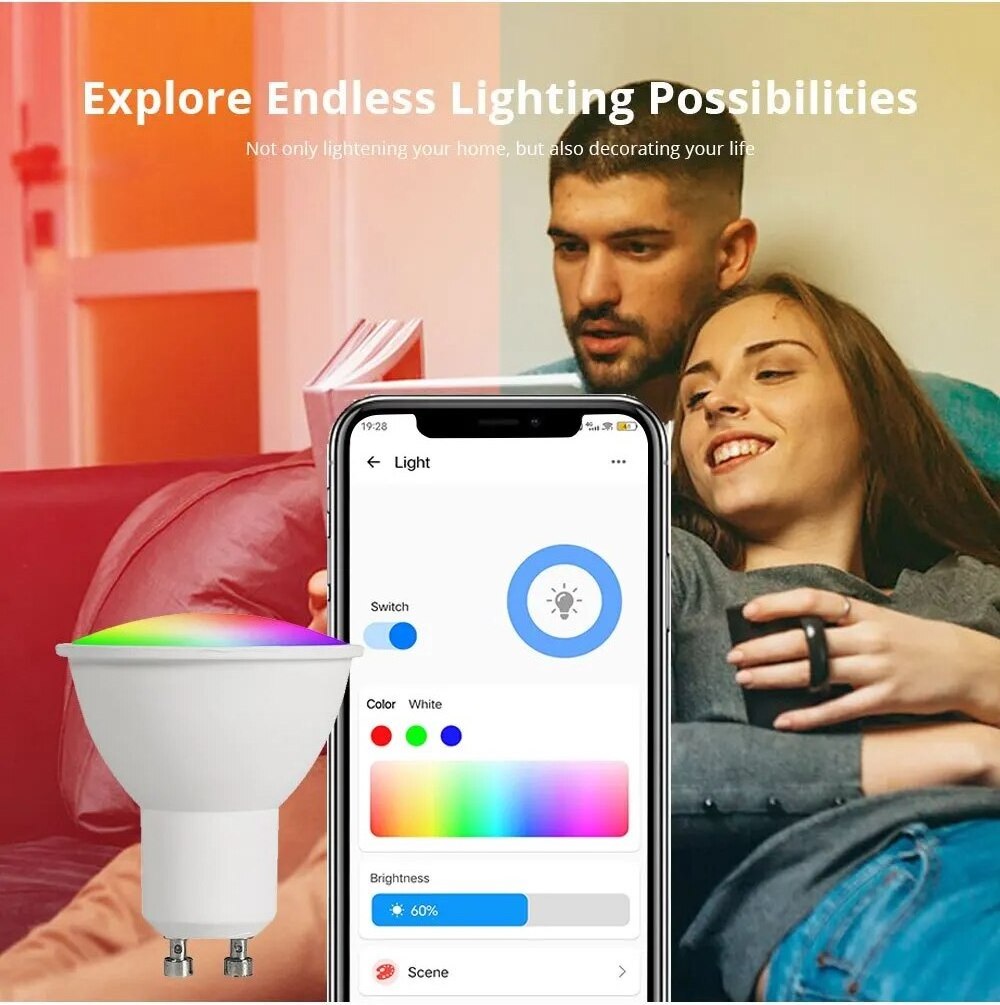 GU10 WiFi Smart LED Bulb RGB CW White 5W Dimmable Lamps EWelink APP Control Light Bulb Work With Alexa Google Home Smartthings