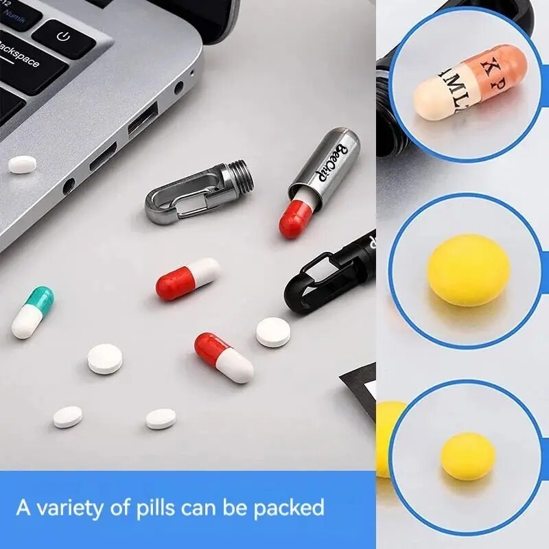 Stainless Steel Waterproof Pill Box Securely Stores Daily Medications Travel Pillbox Sealed Against Moisture Portable Pillbox