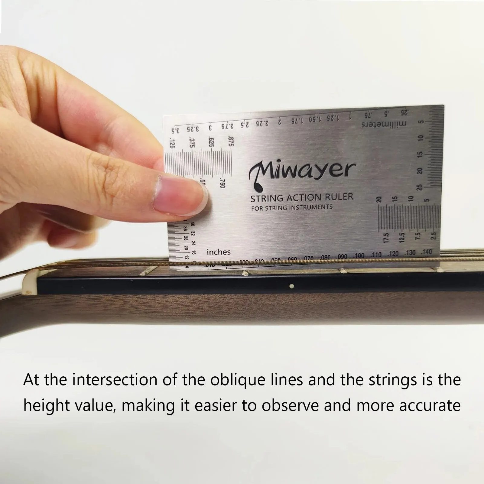 Miwayer String Action Ruler Gauge Guitar Repairing Tool for Luthier Fit for Guitar Ukulele Bass Banjo Mandolin