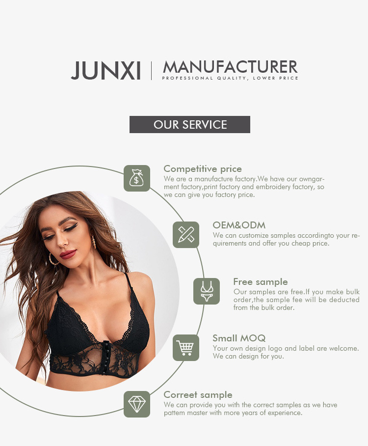 JUNXI Women's Seamless Wireless Bra Set Small Cup A-B 32 Sizes Thick Letter Push-Up Panties in Solid Pattern for Ladies