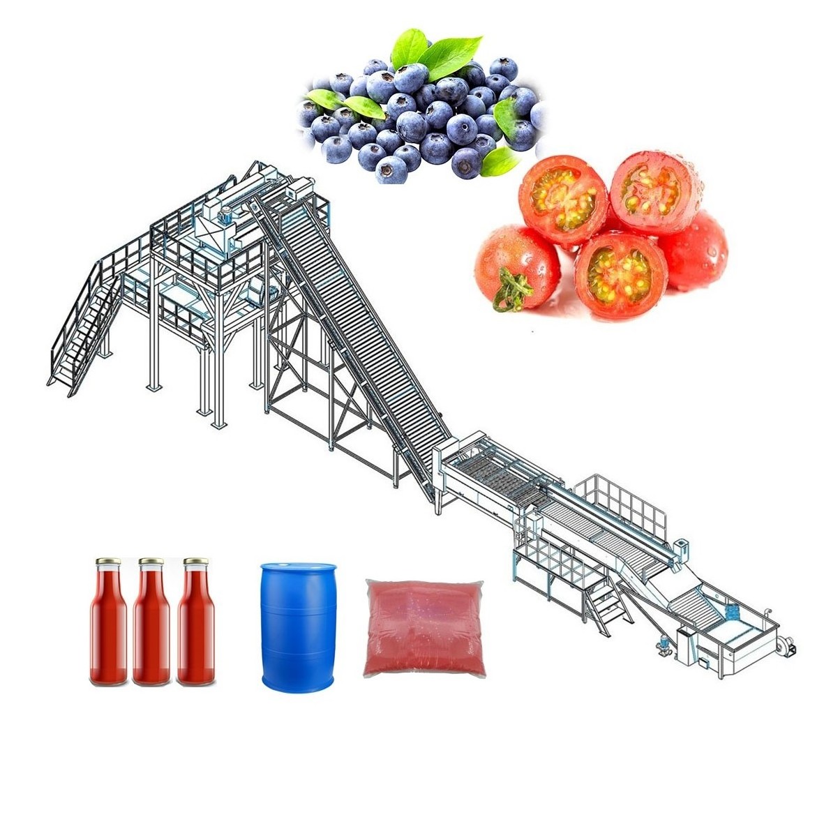 Tomato paste factory machinery tomato past processing production line tomato pulping machine