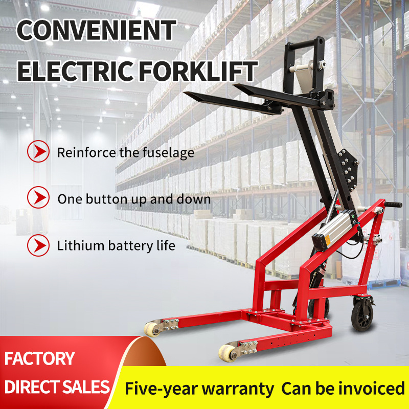 Portable Electric Hydraulic Forklift Small Curved Arm Hand Pushing Elevator Stacking Car 500 kg Loading and Unloading Tool