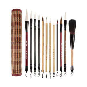 wood handle and badger hair calligraphy brush High Quality Custom Logo Chinese writing brush set