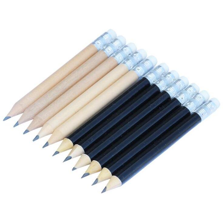 Classroom Short Mini Small Non Toxic -Hexagon Sharpened Golf Pencils with Eraser - Half HB Wood Pencil