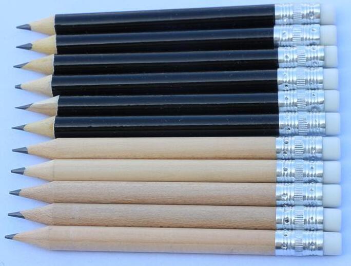 Classroom Short Mini Small Non Toxic -Hexagon Sharpened Golf Pencils with Eraser - Half HB Wood Pencil