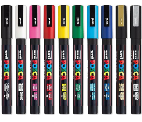 with Reversible Tips  Posca Marker Set of Acrylic Paint Pens 24 Posca Paint Markers Fine Posca Markers