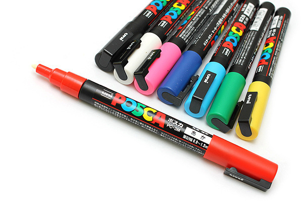 with Reversible Tips  Posca Marker Set of Acrylic Paint Pens 24 Posca Paint Markers Fine Posca Markers