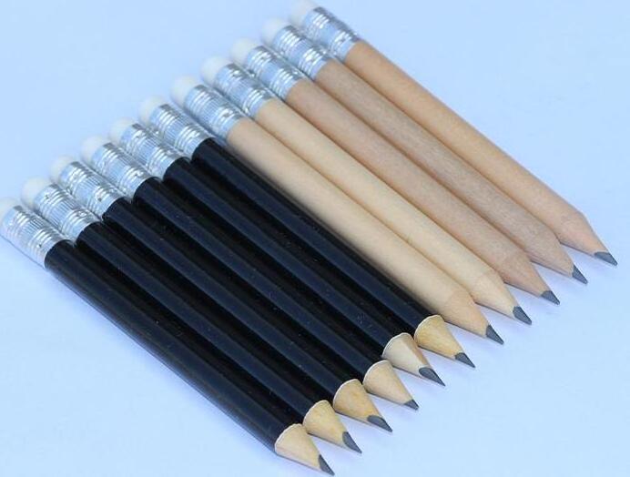 Classroom Short Mini Small Non Toxic -Hexagon Sharpened Golf Pencils with Eraser - Half HB Wood Pencil