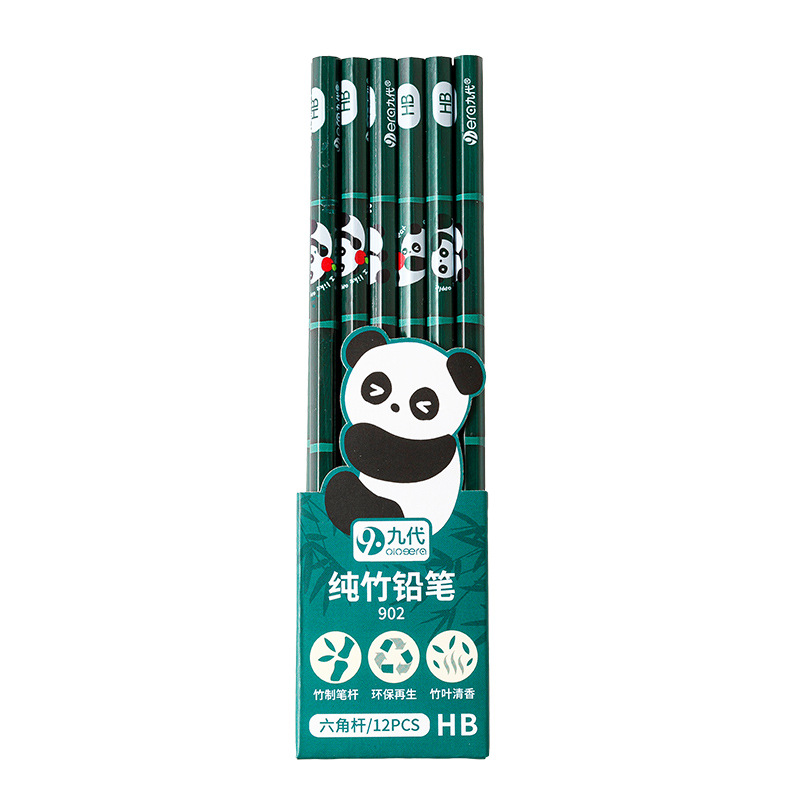 Cute Stationery 12 Pack Pencil Kawaii Panda Eco-Friendly Bamboo Wood HB Pencil For Student