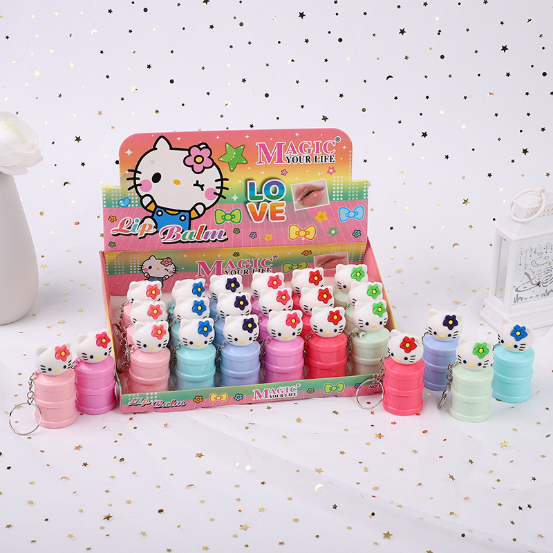 Custom mini cosmetic cute hello kitty kids moisturizing lip balm tins manufacturers for girls