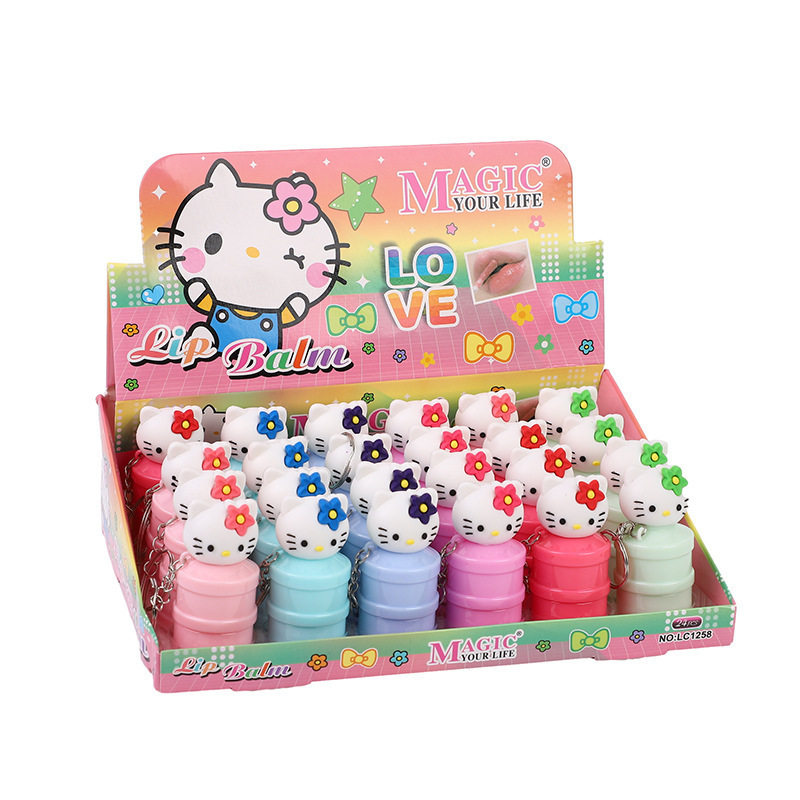 Custom mini cosmetic cute hello kitty kids moisturizing lip balm tins manufacturers for girls