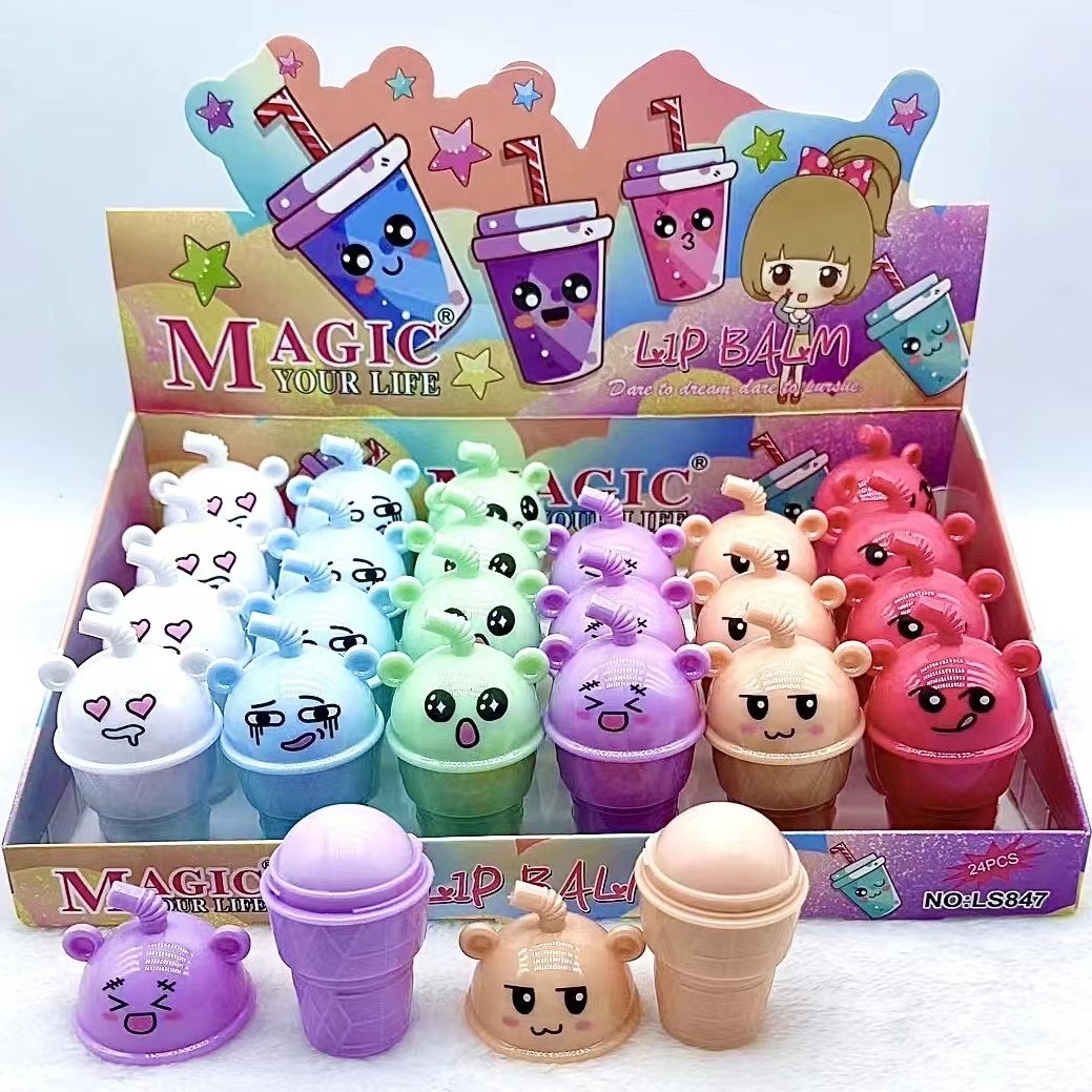 Custom pink cosmetic cute hello kitty kids animal moisturizing lip balm tins manufacturers for girls