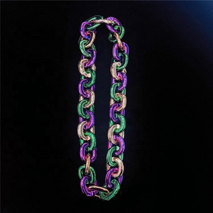 2020 Novelty Flashing Party Necklace Colorful Links Chain Beads Built In LED Light Up Necklace Mardi Gras Beads Led Necklace