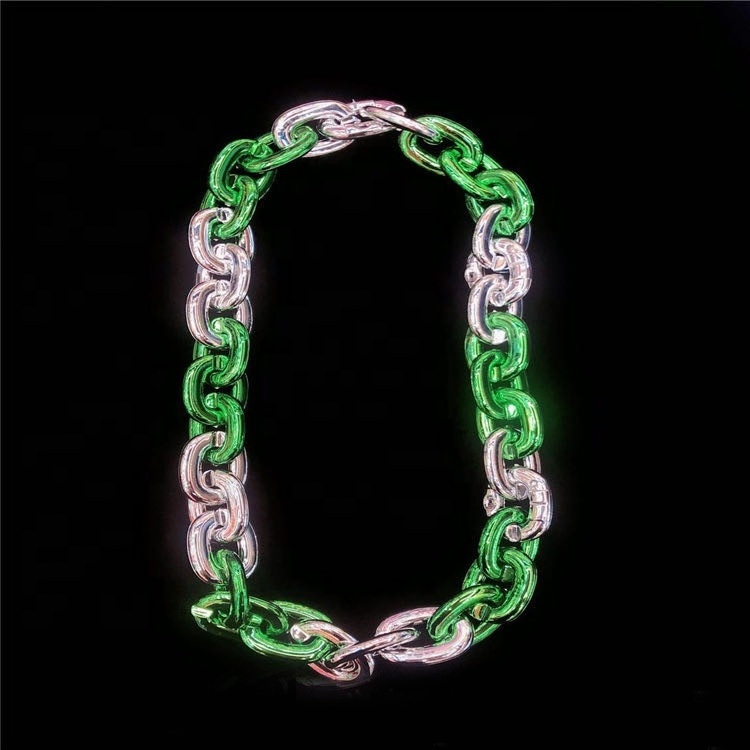 2020 Novelty Flashing Party Necklace Colorful Links Chain Beads Built In LED Light Up Necklace Mardi Gras Beads Led Necklace