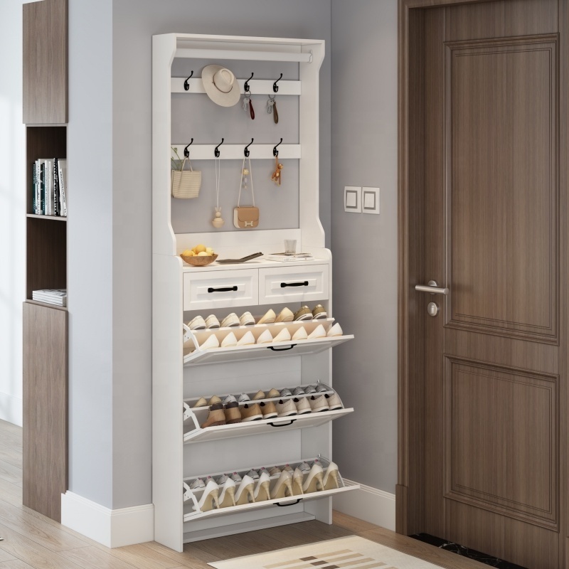 shoe cabinet with 3 doors 2 drawers with hanger, shoe cabinet storage ,large space for storage,Retail Delivery in the US