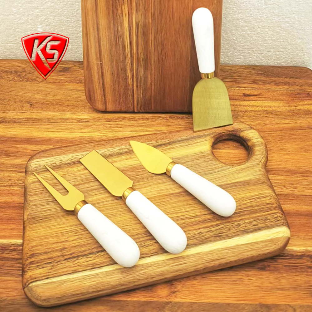 Golden Marble Cheese Spreader Knife Set Premium 4-Piece Cheese Tool Kit with Ergonomic Ceramic Handles Eco-Friendly Kitchen Use