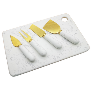 Golden Marble Cheese Spreader Knife Set Premium 4-Piece Cheese Tool Kit with Ergonomic Ceramic Handles Eco-Friendly Kitchen Use