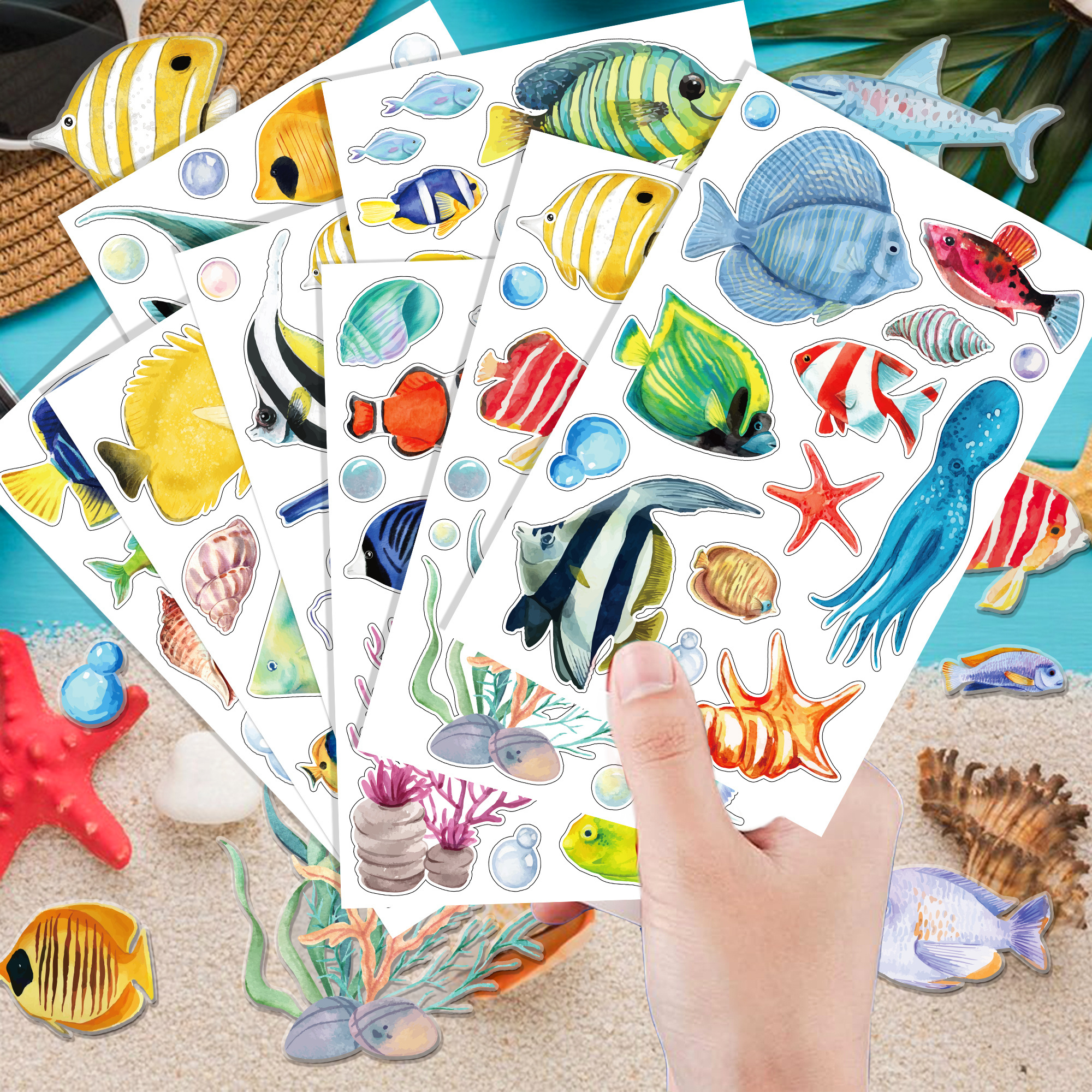 DM021 Tropical Fish Window Stickers Home Office School Glass Window Clings Decals for Underwater World Party