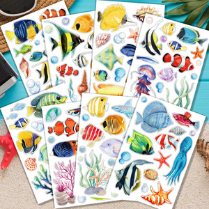 DM021 Tropical Fish Window Stickers Home Office School Glass Window Clings Decals for Underwater World Party