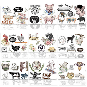 GY001 Farm Animals Rub on Transfers Window Furniture Clings Stickers Pressure Sensitive Sticker for Party Decoration