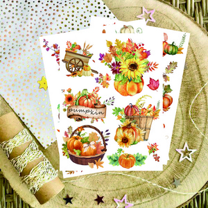 9 Sheets Thanksgiving Fall Rub on Transfers Window Furniture Clings Stickers Pressure Sensitive Sticker for Autumn Party