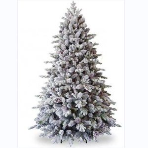 High Quality Luxury 6ft. Livingston Fir Artificial tree PVC with  PE Snowy Pine Cone Decoration Snow Flocked Christmas Tree