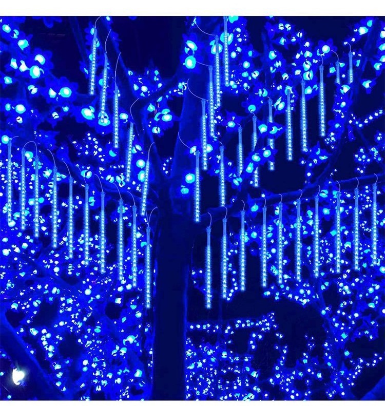 Outdoor Meteor Shower Christmas Lights Falling Rain Lights Snowfall Icicle  Lights for Xmas Holiday Tree Garden Decor