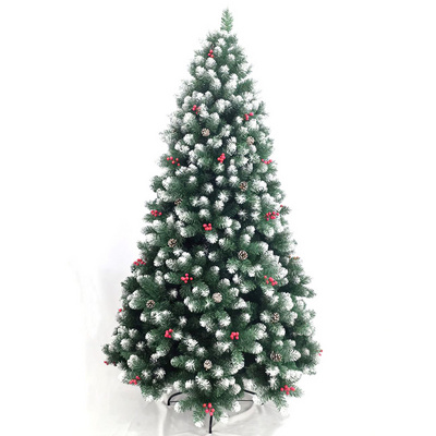 Factory Hot Selling 8inch Pvc Christmas Tree Flocking Christmas Tree Cedar Tree With Red Berry