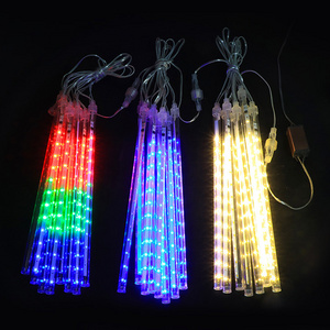 Outdoor Meteor Shower Christmas Lights Falling Rain Lights Snowfall Icicle  Lights for Xmas Holiday Tree Garden Decor