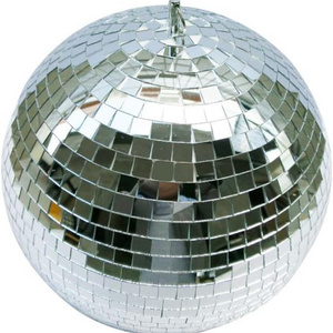 24 Inch Large Disco Ball Decorations Silver Rotating Glass Mirror Ball with Hanging Ring for Holiday Decoration